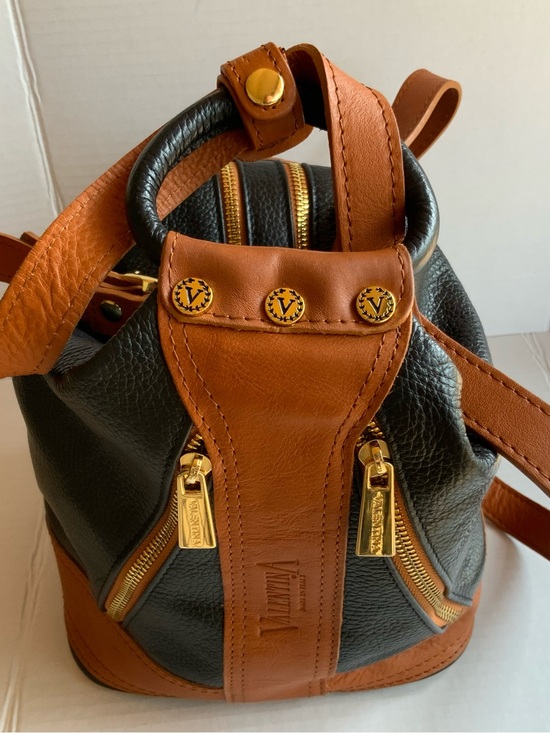 Valentina Brown and Black Leather 2N1 Backpack purse main image 6